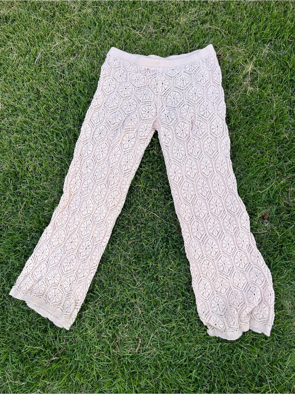 Shade & Shore Cream Crochet Wide-Leg Swim Coverup Pants